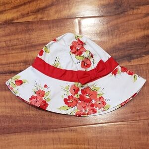 Janie and Jack NWT 6-12 months ivory and red floral sunhat